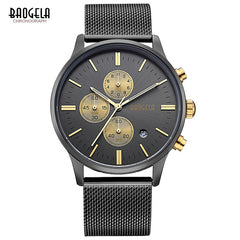 Men's Watches BAOGELA Fashion Sports quartz-watch stainless steel mesh Brand men watches Multi-function Wristwatche Chronograph