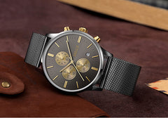 Men's Watches BAOGELA Fashion Sports quartz-watch stainless steel mesh Brand men watches Multi-function Wristwatche Chronograph